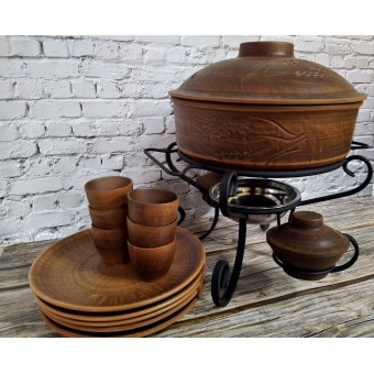 Кованый садж для шашлыка "Боярин -2"+ набор тарелок, рюмок+ деревянный набор приборов!